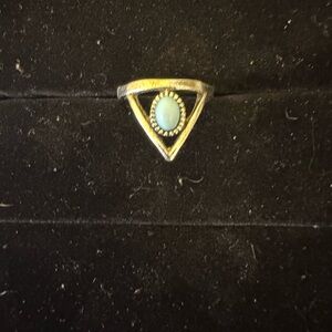 Silver Triangle Ring with Blue Stone